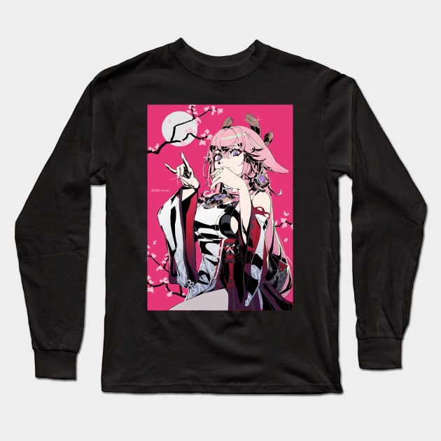 Yae Miko Long Sleeve T-Shirt by dat_cravat